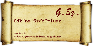 Güns Szíriusz névjegykártya